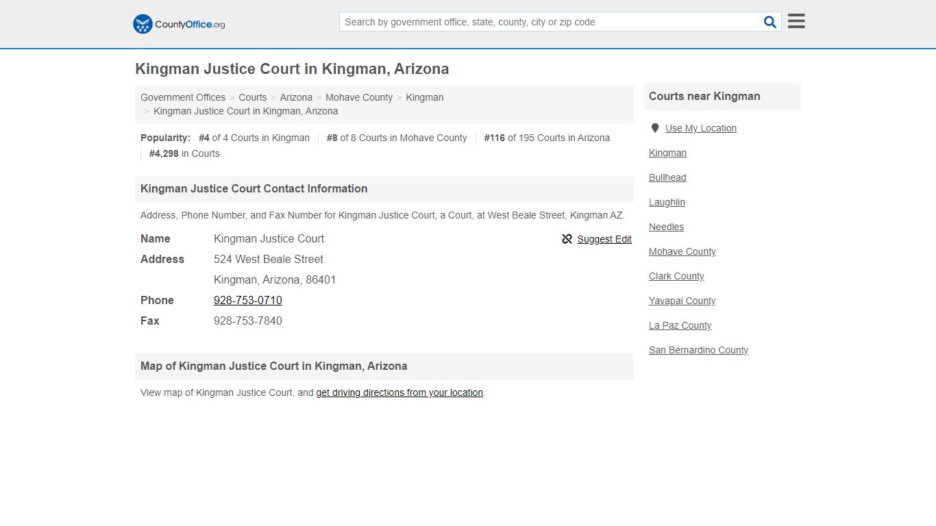 Kingman Justice Court - Kingman, AZ (Address, Phone, and Fax)