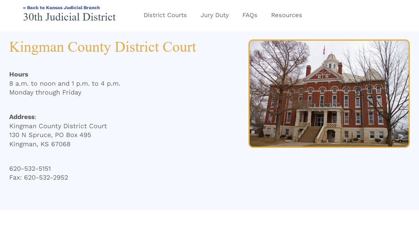 30th Judicial District - Kingman County District Court - kscourts.org